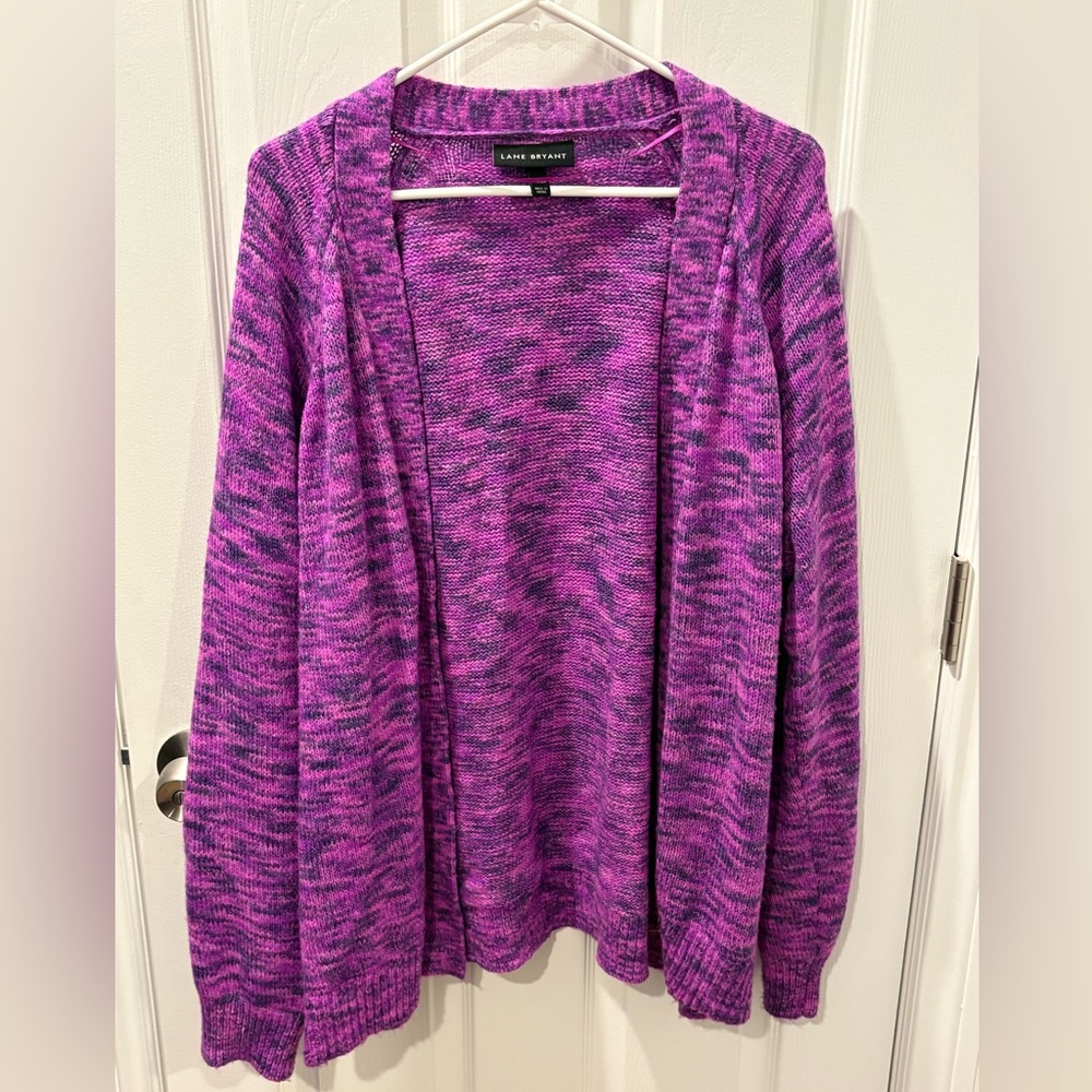 Lane Bryant 22/24 Marled Purple Open-front Cardigan Sweater